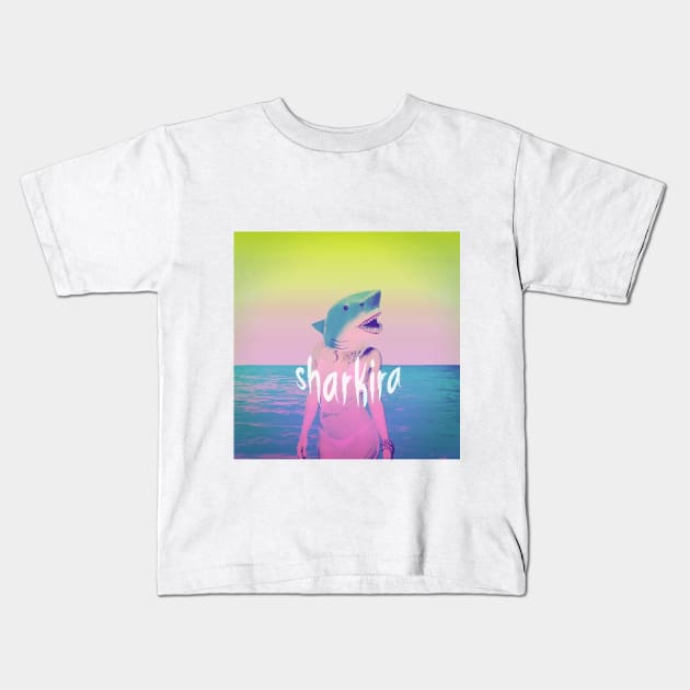 sharkira summer shirt and more Kids T-Shirt by Naive Rider